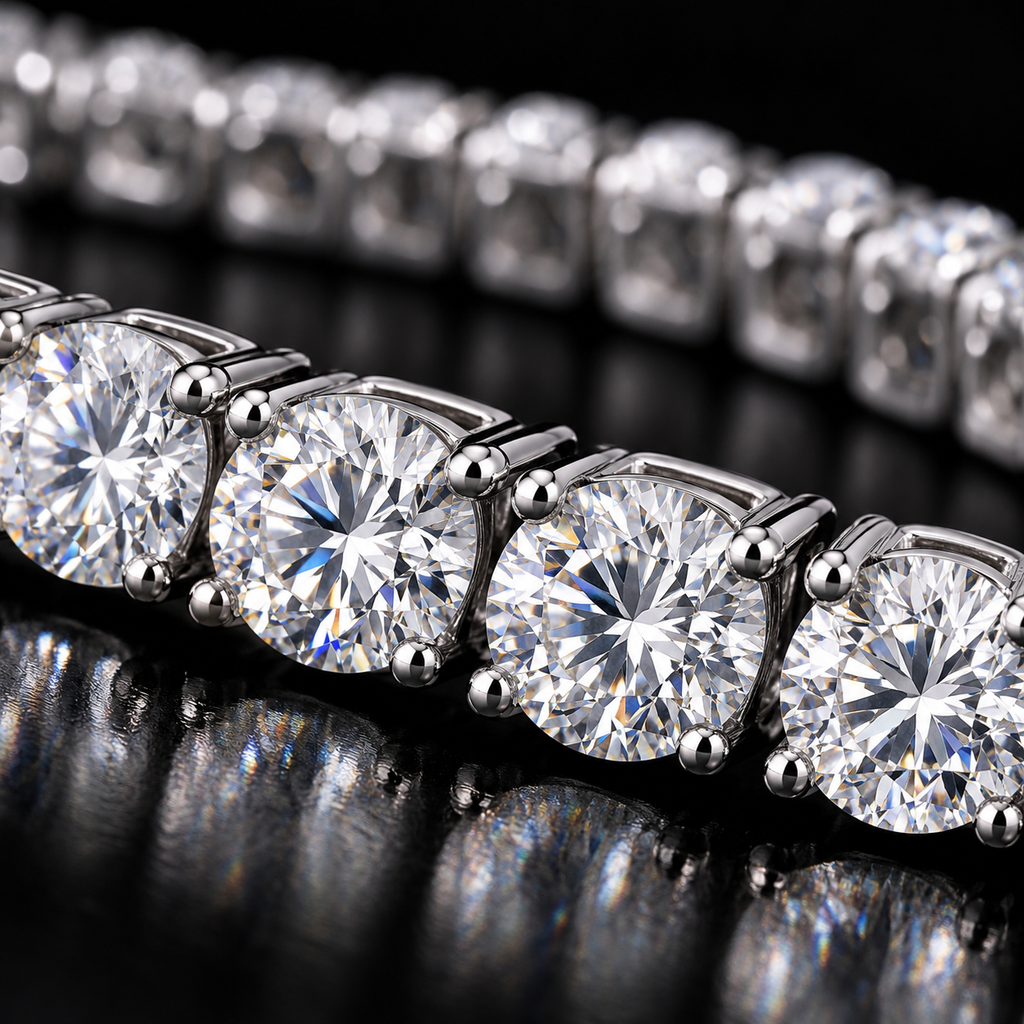 MoissTrade 925 Sterling Silver Moissanite Tennis Bracelet