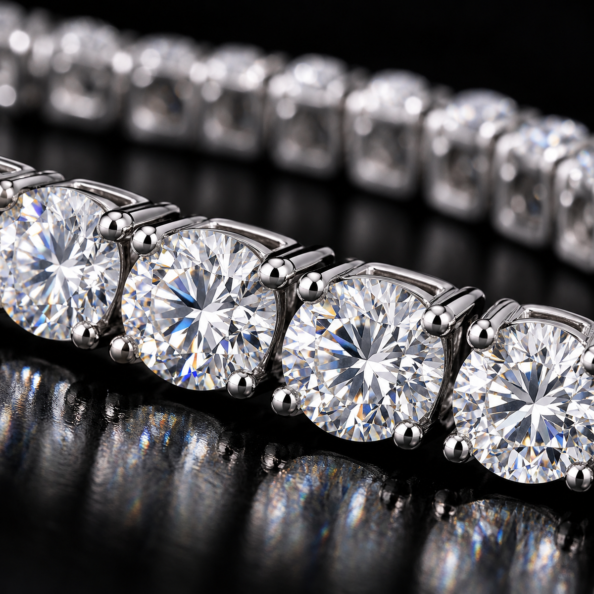 MoissTrade 925 Sterling Silver Moissanite Tennis Bracelet