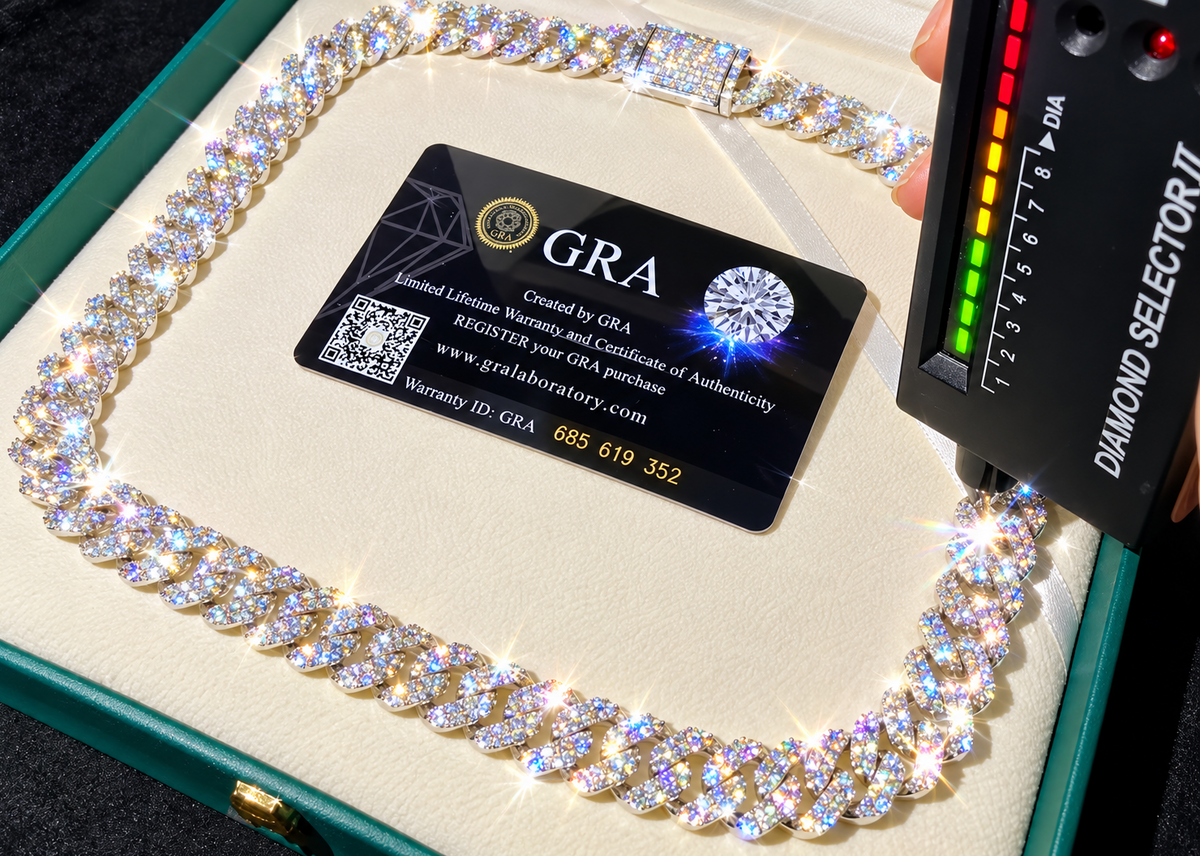 Moissanite Cuban Link Chain-925 Sterling Silver