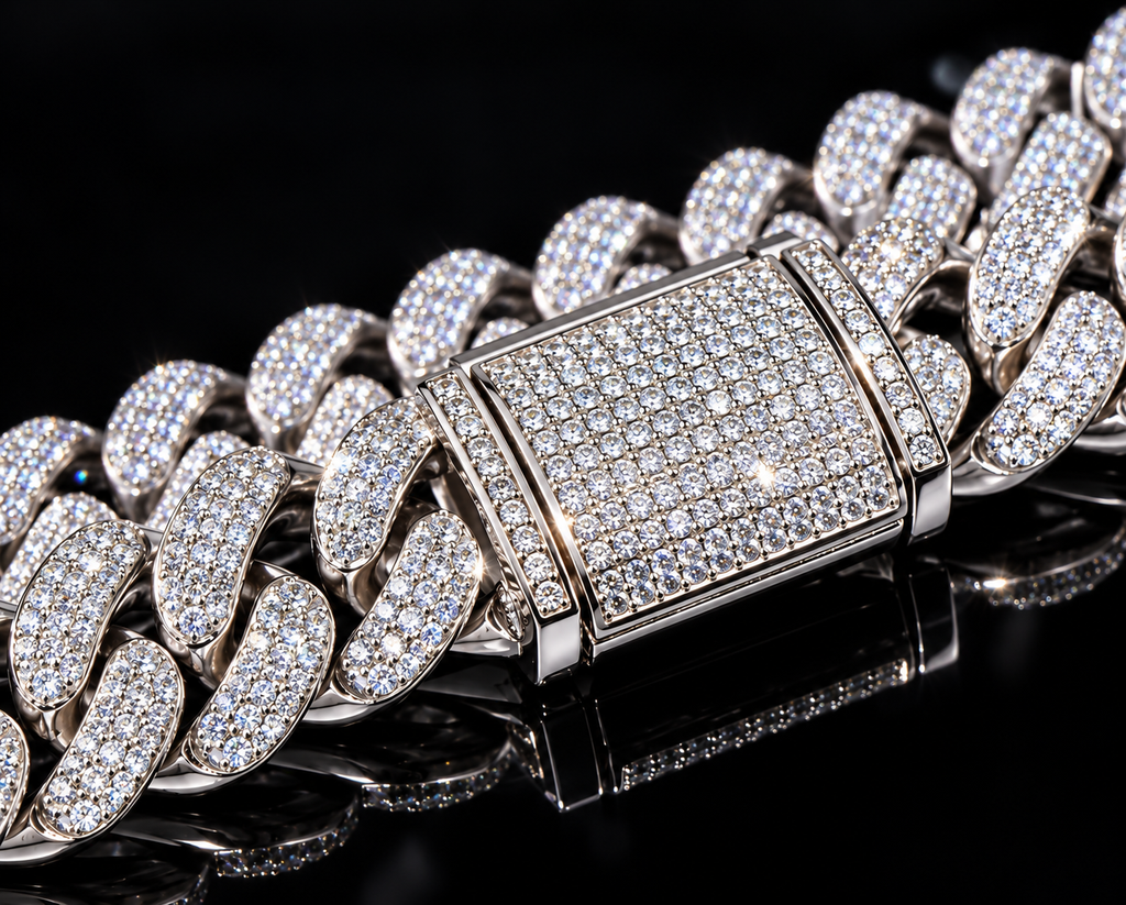 Moissanite Cuban Link Chain-925 Sterling Silver