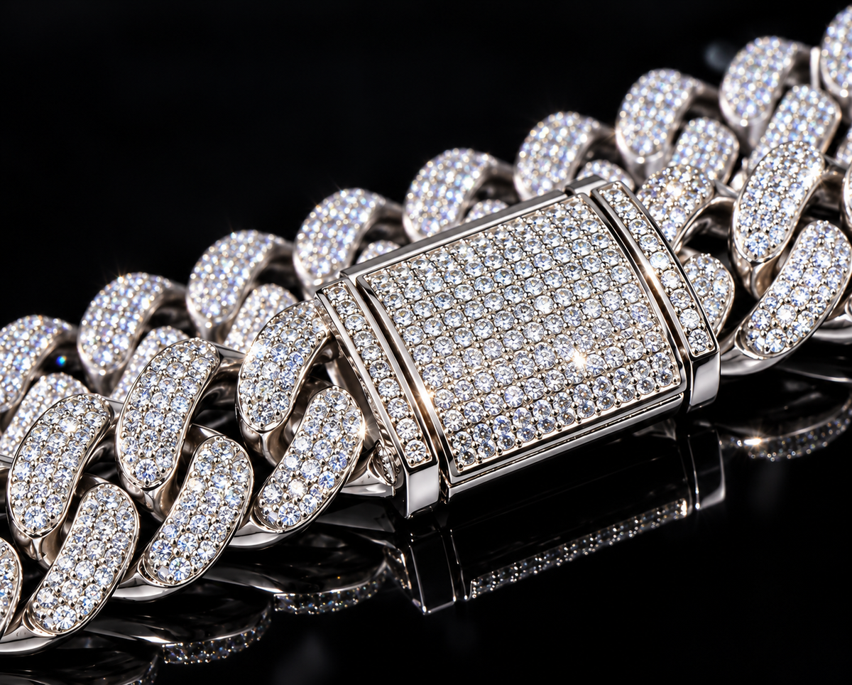 Moissanite Cuban Link Chain-925 Sterling Silver