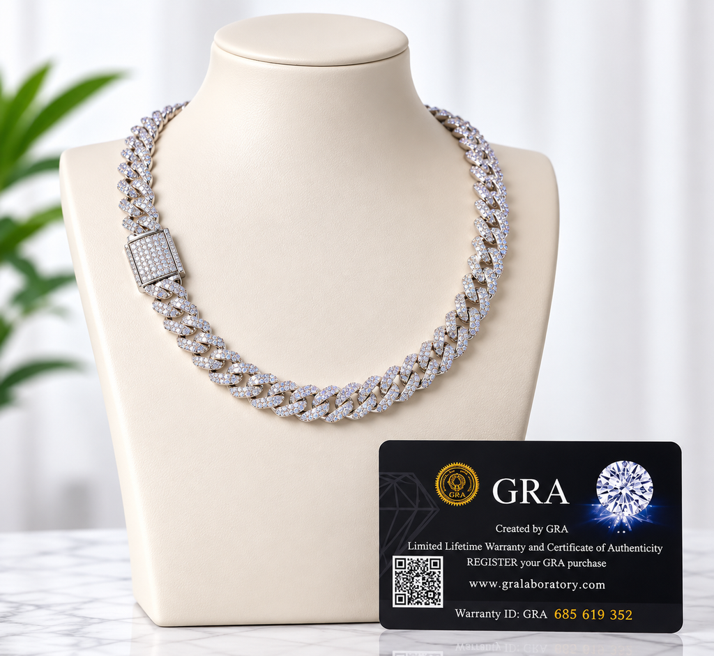 Moissanite Cuban Link Chain-925 Sterling Silver